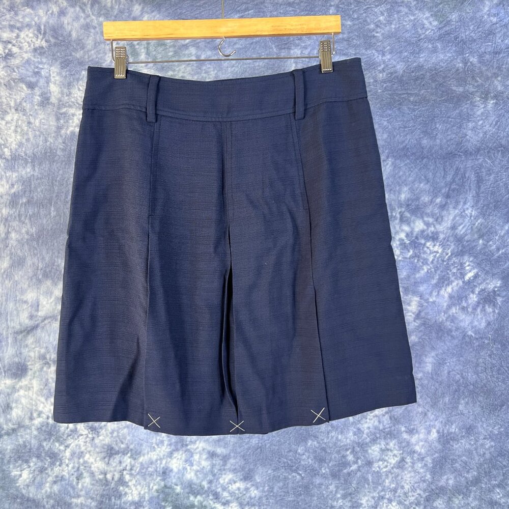 J.Crew Navy Pleated Knee Length Skirt Sz 10